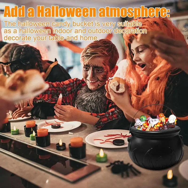 Halloween Candy Bowl Set | 3 Mini Cauldrons | 21.65 in Iron Stand | Yarrow