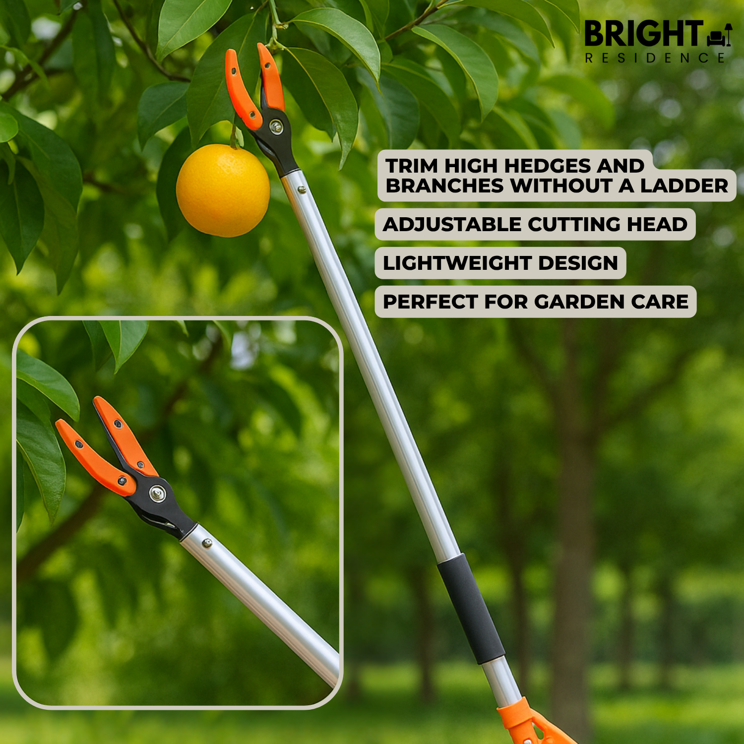 Hedge Shears | Trim High Hedges from the Ground | Adjustable Head | Bramble