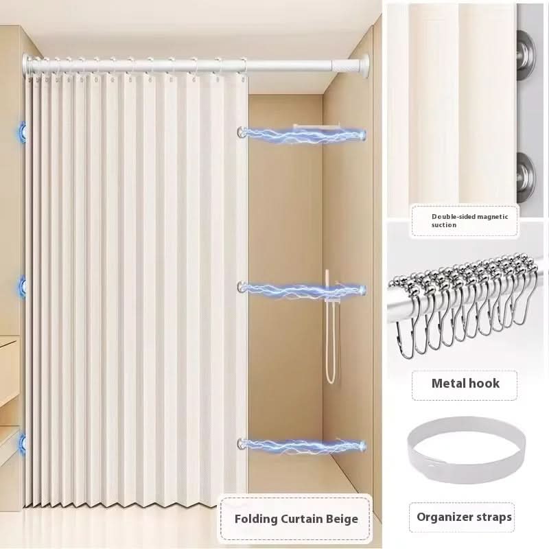 Shower Curtain | Folds Flat to Save Space | 10 Sizes | Ivory