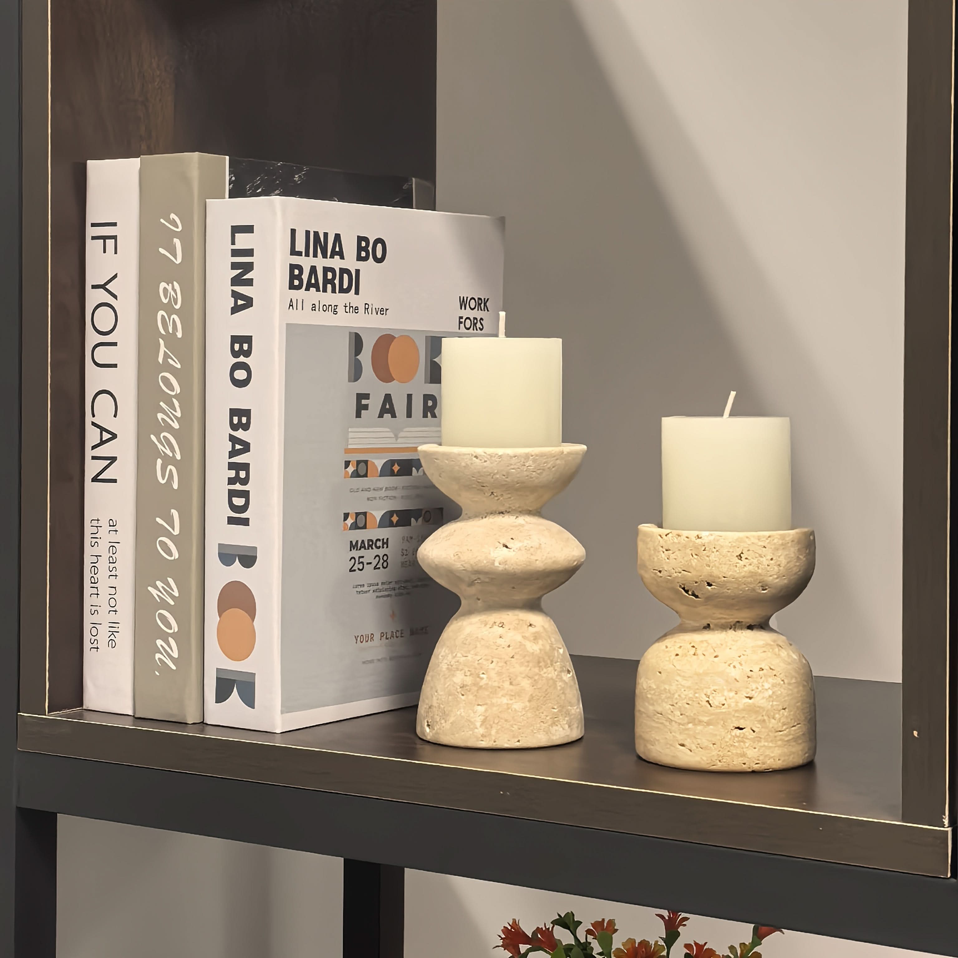 Candle Holders | Natural Marble & Travertine | Polished Finish | Quarry