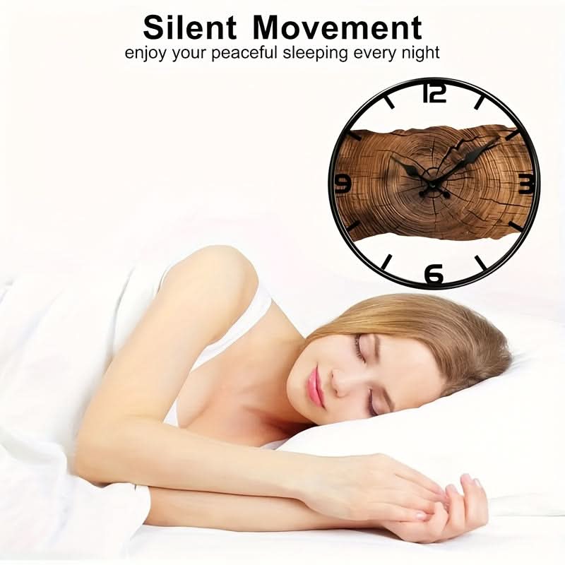 Wall Clock | Silent Non-Ticking | Carved Wooden Farmhouse Look | Pinion