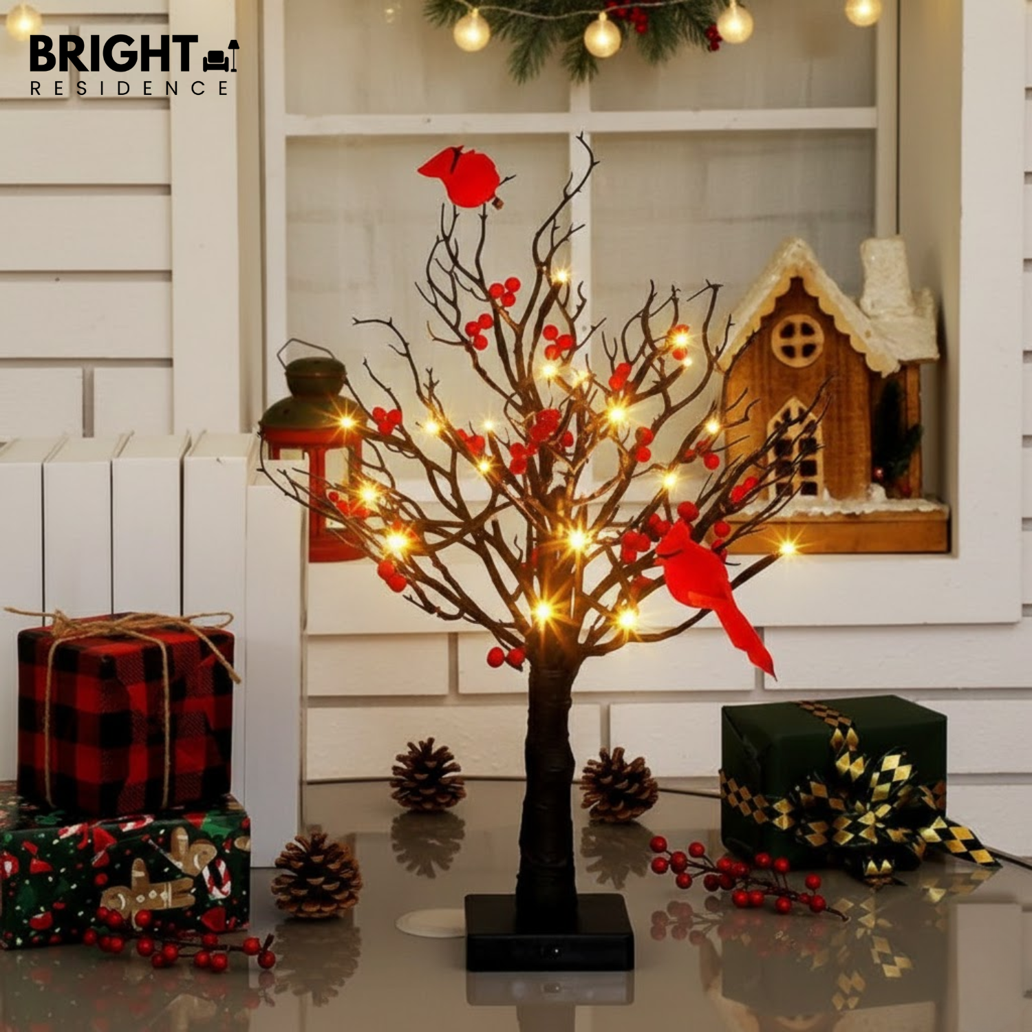 Christmas Tree | 21 Inch Tabletop Size | Warm LED Lights | Elder
