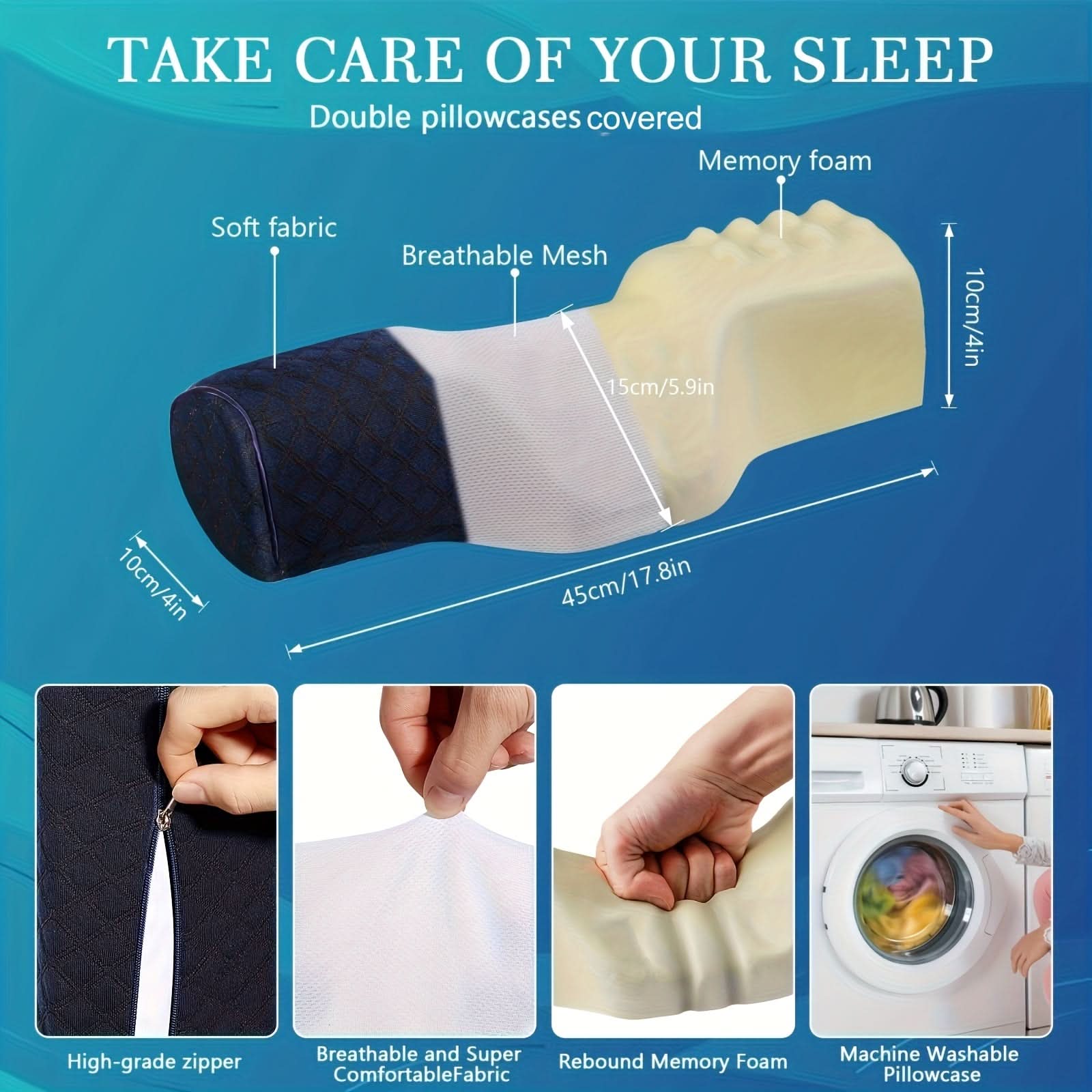 Cervical Neck Pillow | Medium-Firm Memory Foam | 2 Colors | Noble