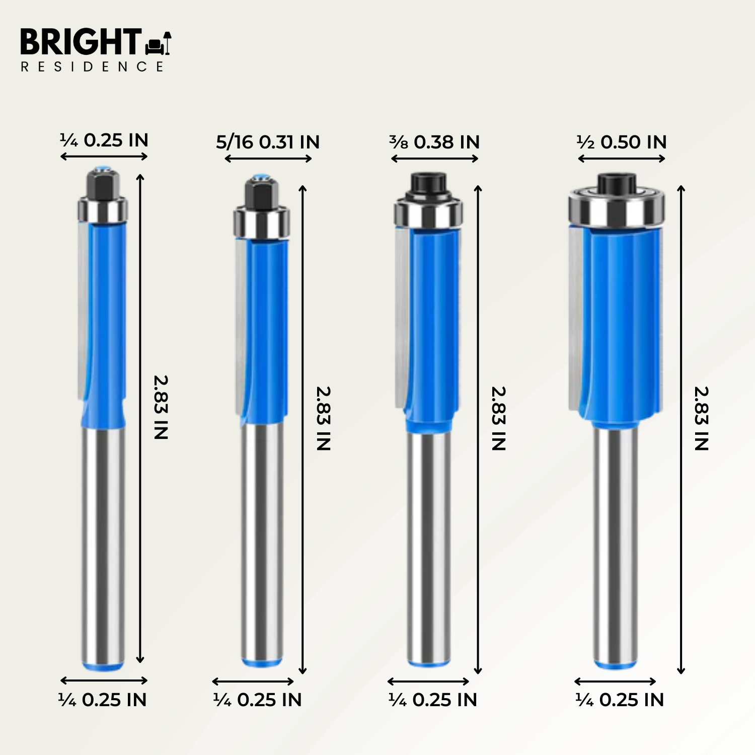 Router Bit Set | 4 Edge Profiles | Fits Standard Quarter Inch Collet | Dovetail