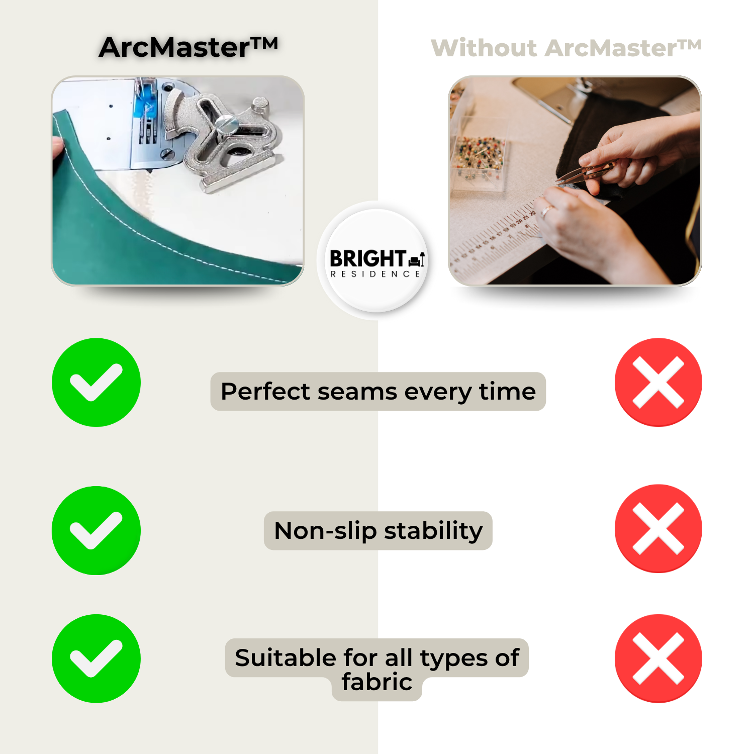 Sewing Seam Guide | Straight and Curved Seams | Fits All Machines | Aurora