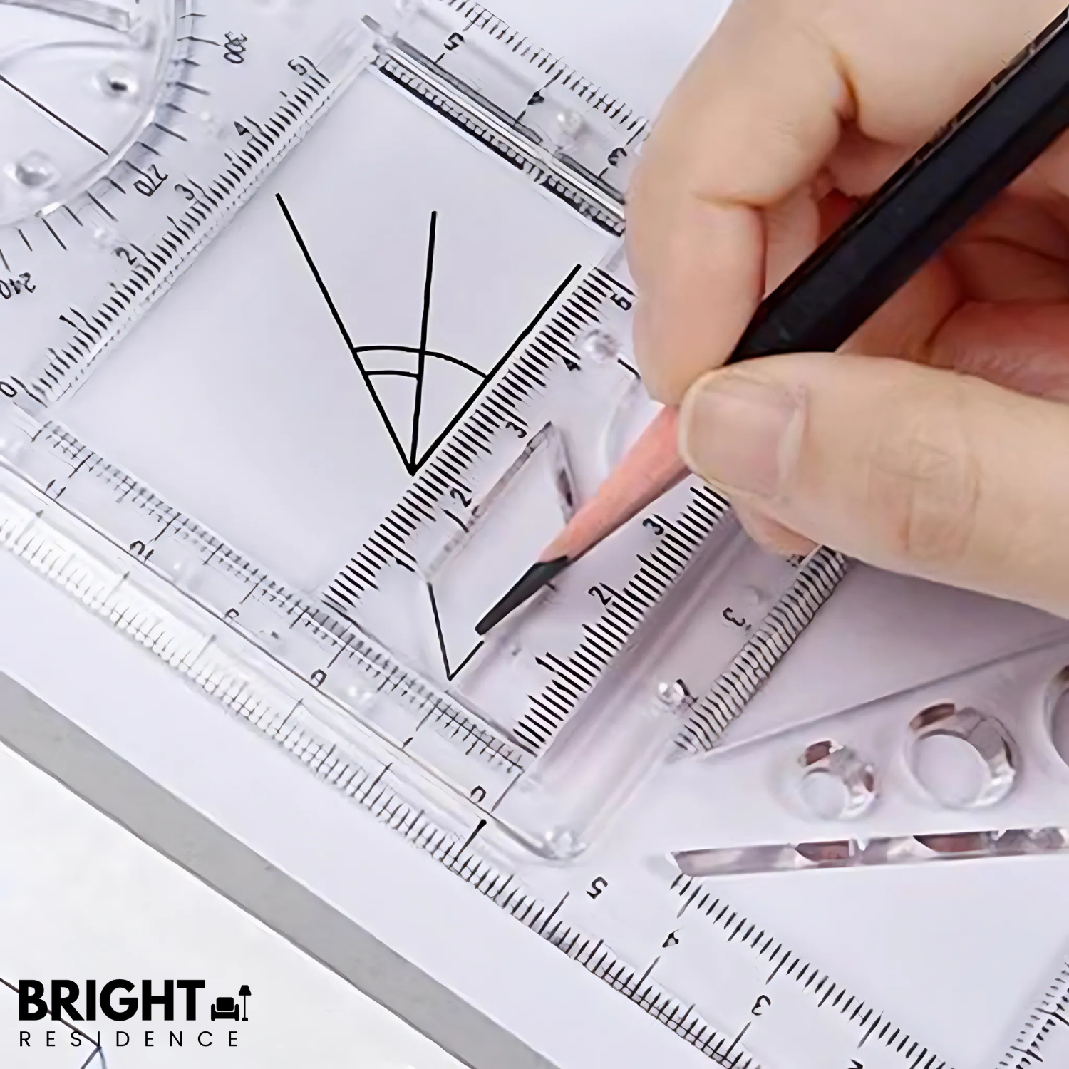 Geometry Template | 14 Shapes in One Ruler | Non Slip and Clear | Astra