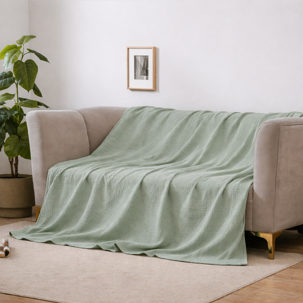 Cotton Blanket | Four-Layer Gauze Weave | Machine Washable | Sable