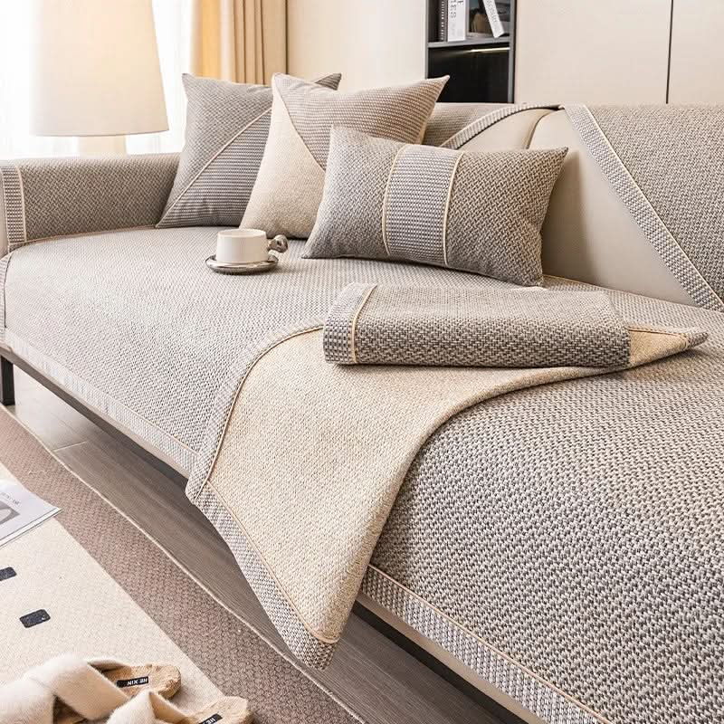 Sofa Cover | Breathable Cotton-Linen | Non-Slip Quilted Fit | Reed