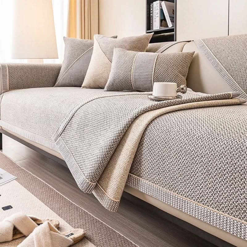 Sofa Cover | Breathable Cotton-Linen | Non-Slip Quilted Fit | Reed