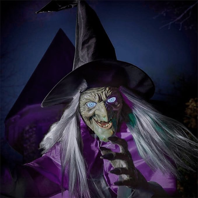 Halloween Yard Decor | 6 ft Floating Witch | No Tools Needed | Rowan