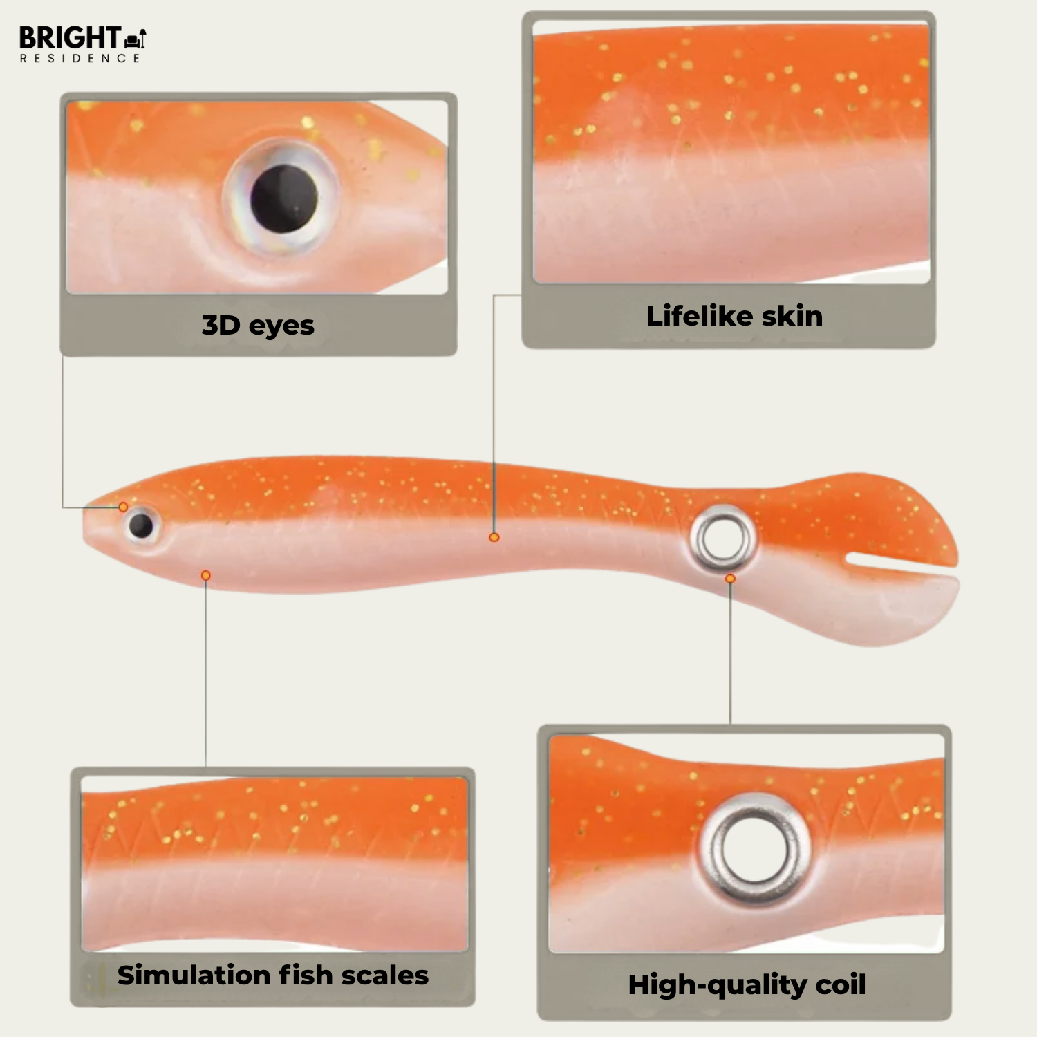 Fishing Lures | Lifelike Paddle Tail | Fresh & Saltwater | Coral