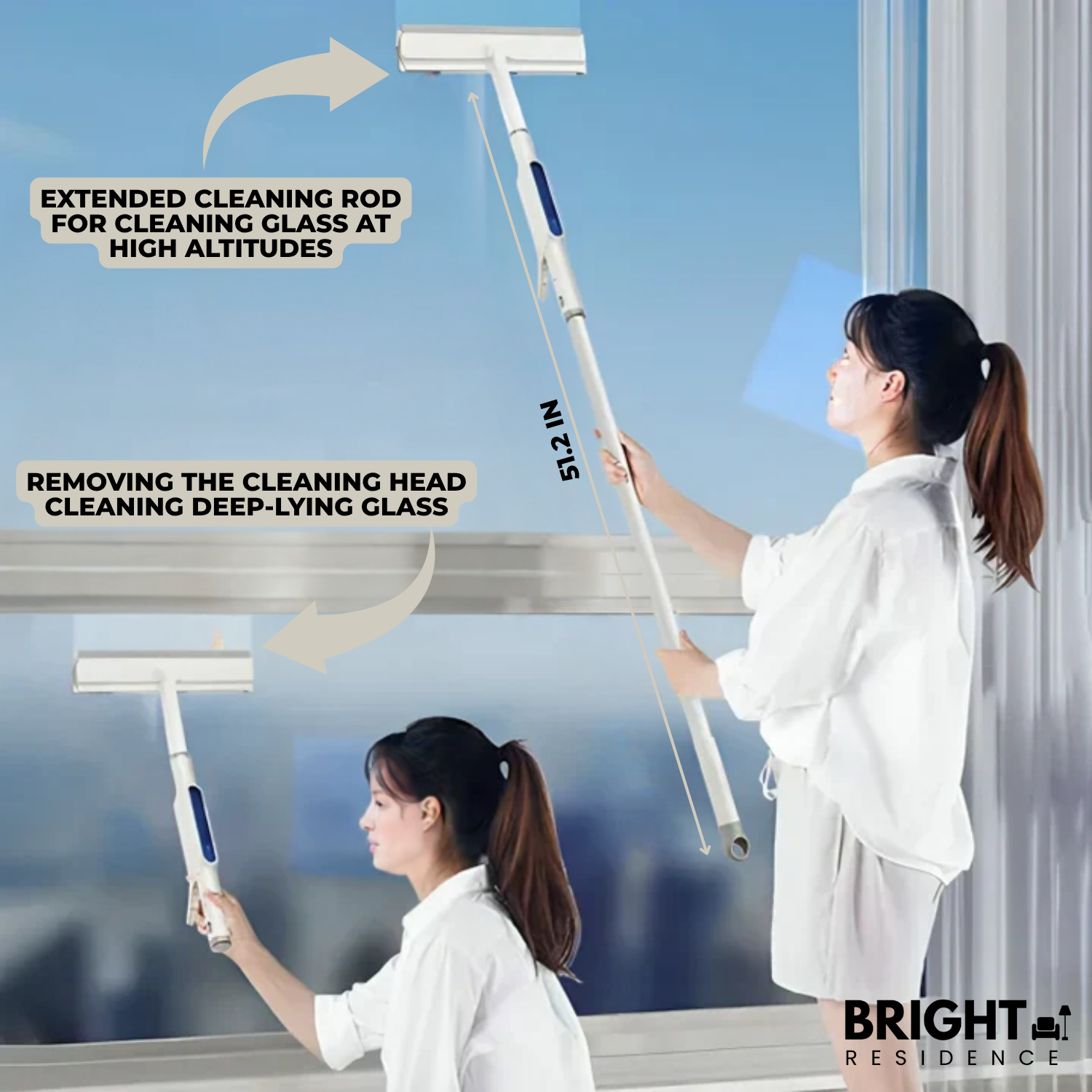 Window Squeegee | Reaches Up To 51 In | Built-In Sprayer | Crest