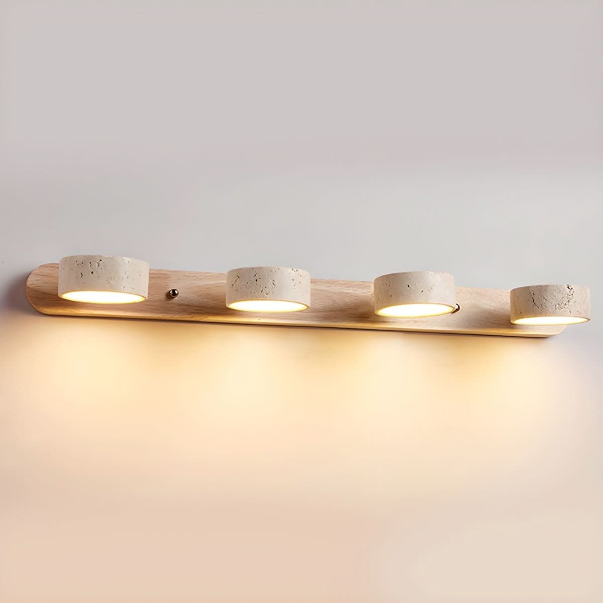LED Wall Light | Natural Travertine and Wood | 3 Sizes | Larch