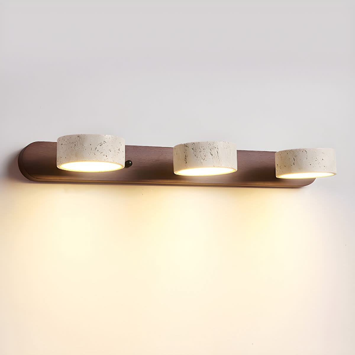 LED Wall Light | Natural Travertine and Wood | 3 Sizes | Larch