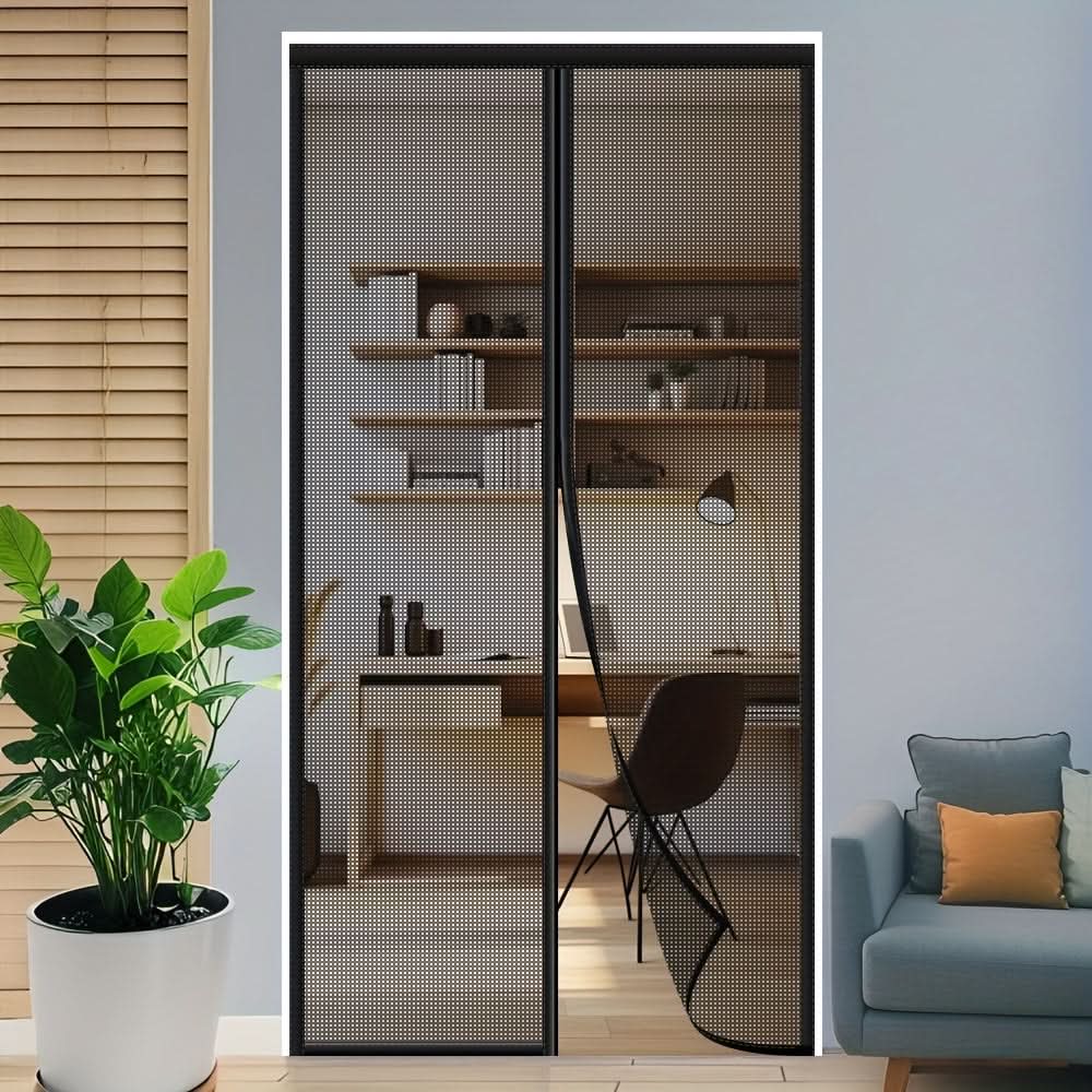 Screen Door Curtain | Magnetic Auto-Close | Fiberglass Mesh | Ripple