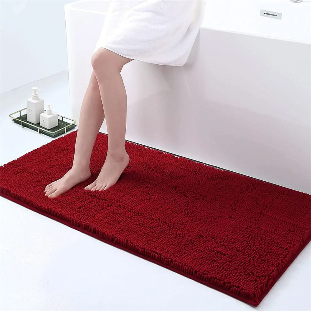 Bath Rug | Quick-Dry Chenille | Non-Slip Honeycomb Backing | Plume