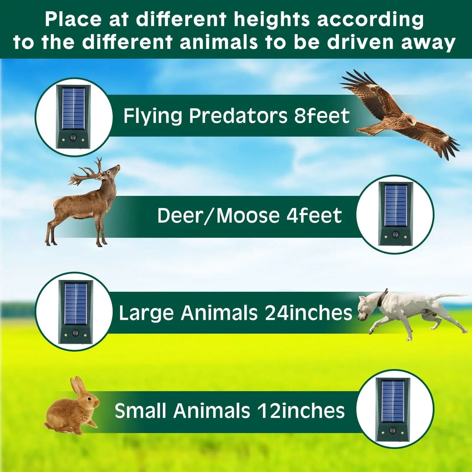 Bird Repellent | Solar Powered | 26 Ft Motion Sensor | Ibis