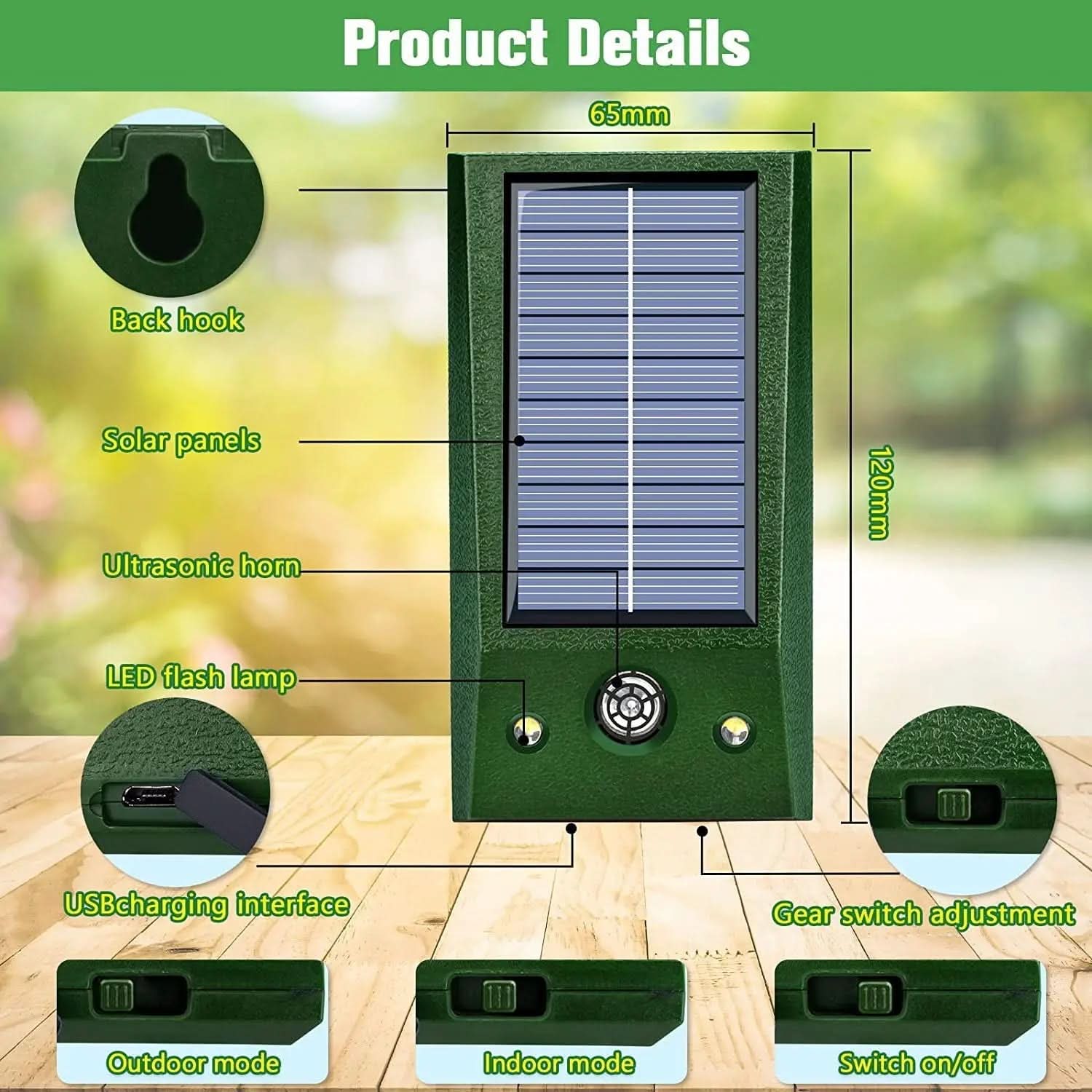 Bird Repellent | Solar Powered | 26 Ft Motion Sensor | Ibis