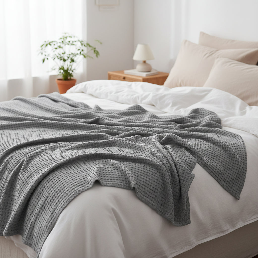 Throw Blanket | Breathable Waffle Weave | 6 Colors | Lyric