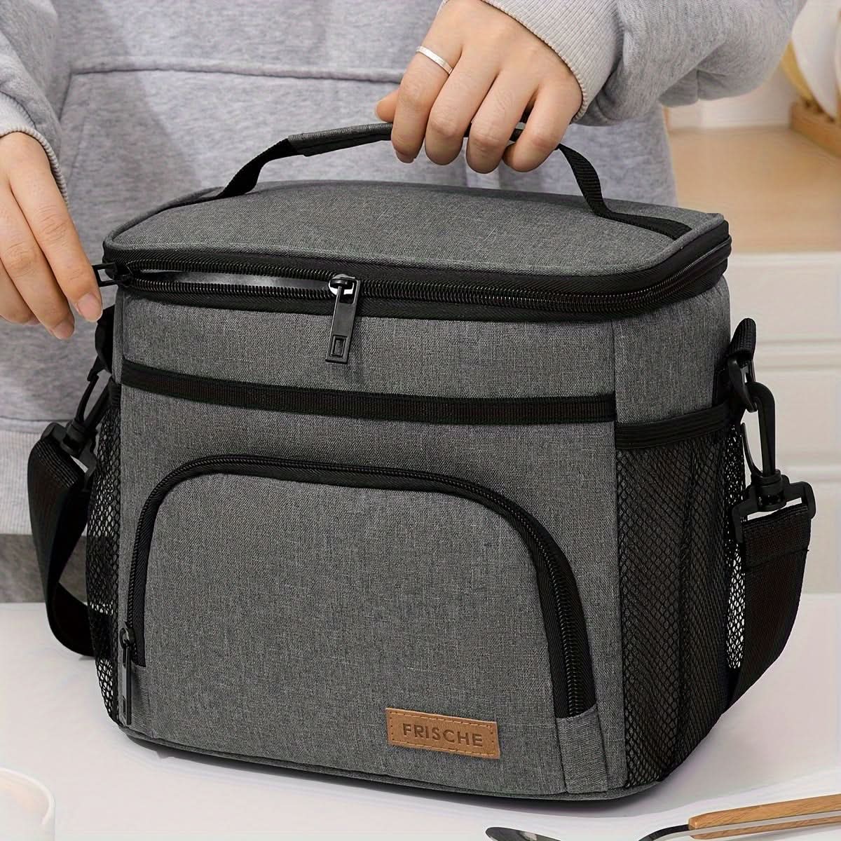 Lunch Bag | Insulated Thermal Lining | Zip Close, Adjustable Strap | Quiver