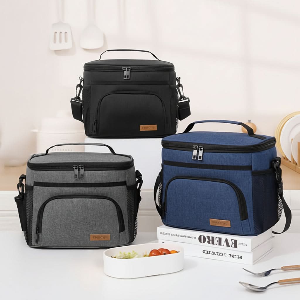 Lunch Bag | Insulated Thermal Lining | Zip Close, Adjustable Strap | Quiver