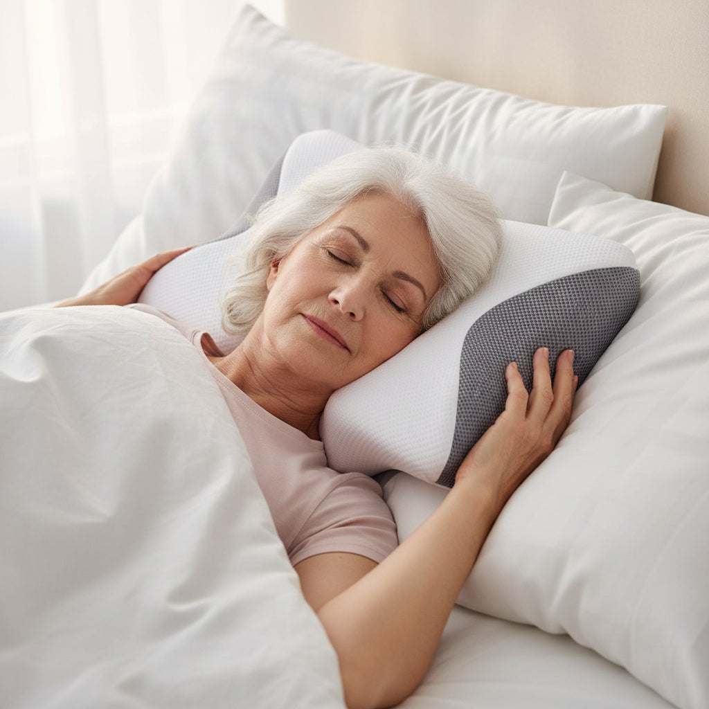 Neck Pillow | Contoured Memory Foam | Washable Cover | Moss