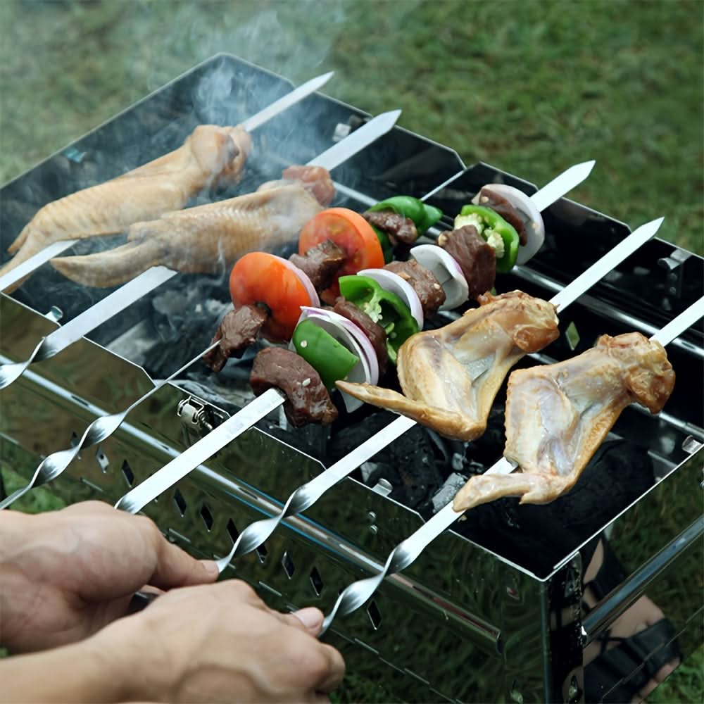BBQ Skewers | 23.6 In Long Handles | Set of 6 Reusable | Mica