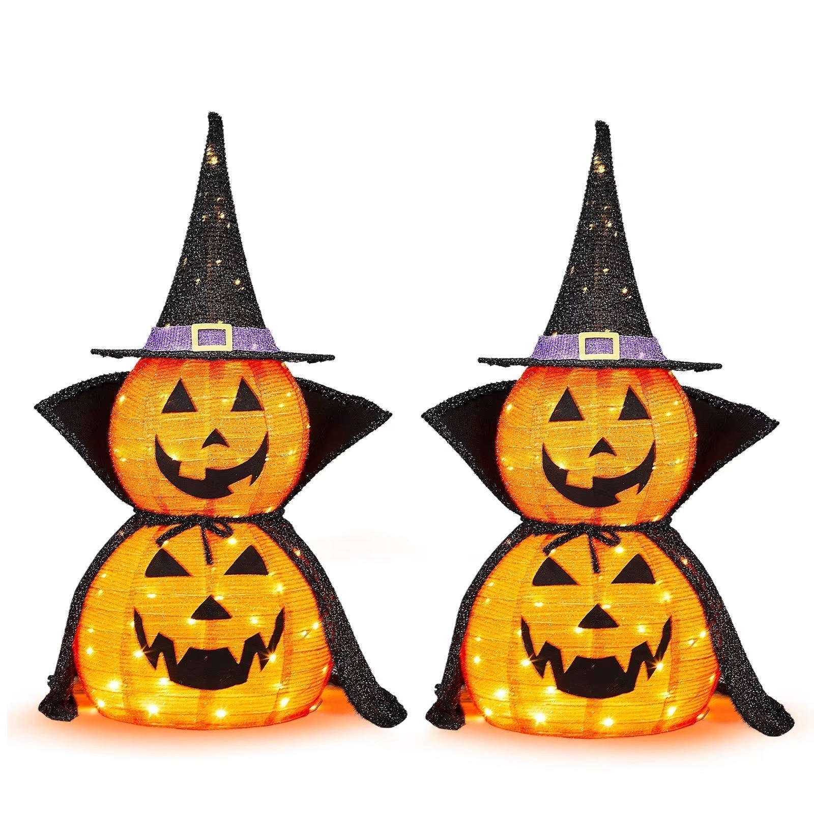 Lighted Halloween Pumpkins | 3 ft Tall | 176 Warm White LEDs Each | Vantage