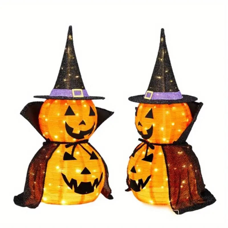 Lighted Halloween Pumpkins | 3 ft Tall | 176 Warm White LEDs Each | Vantage