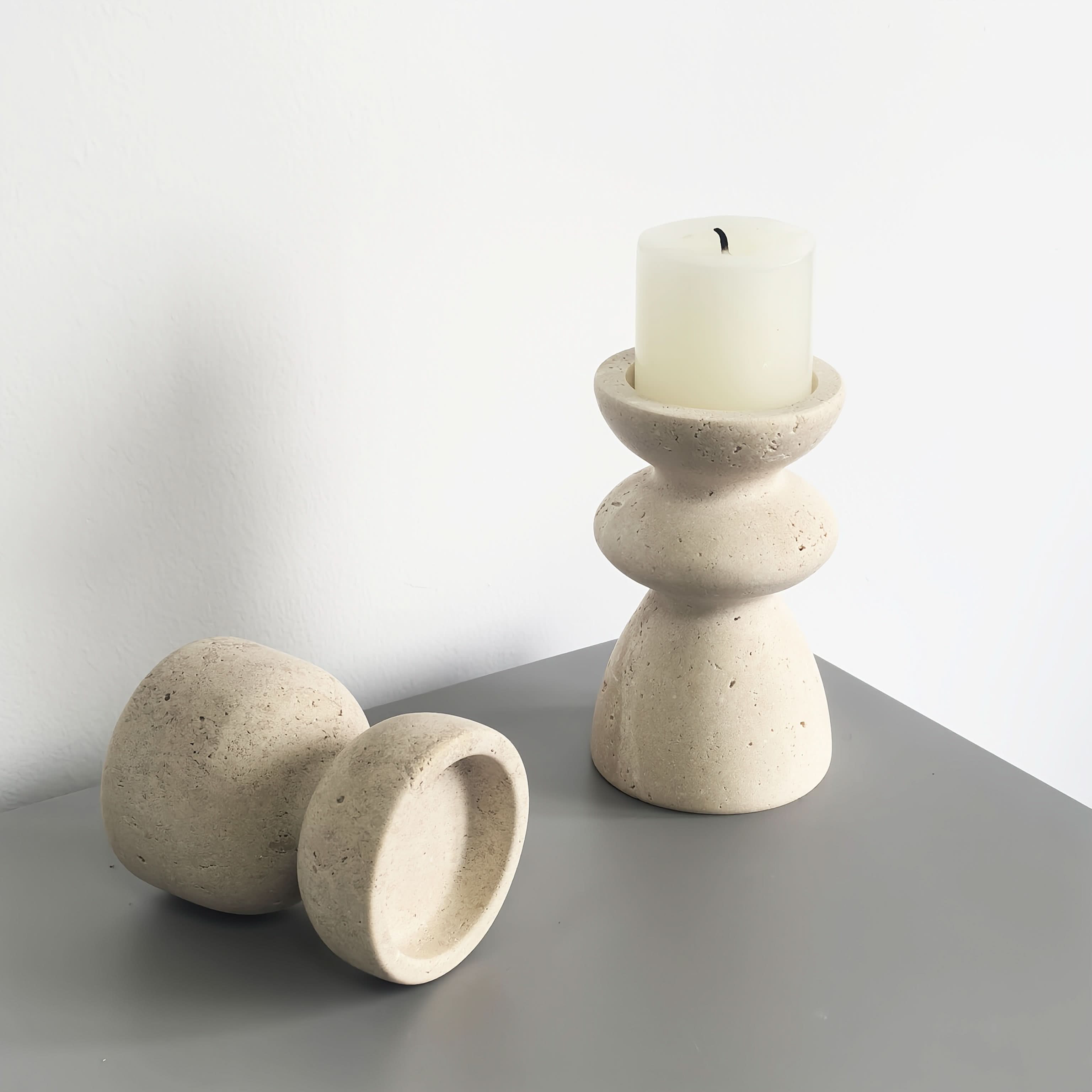 Candle Holders | Natural Marble & Travertine | Polished Finish | Quarry