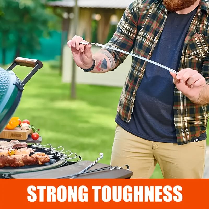 BBQ Skewers | 23.6 In Long Handles | Set of 6 Reusable | Mica