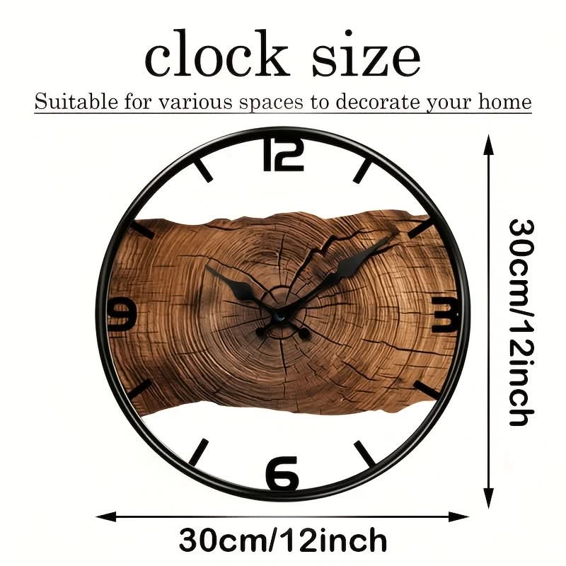 Wall Clock | Silent Non-Ticking | Carved Wooden Farmhouse Look | Pinion