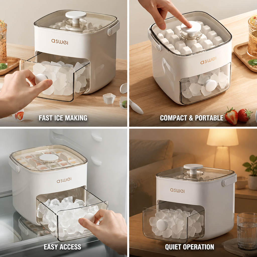 Fast Compact & Quiet Countertop Ice Maker