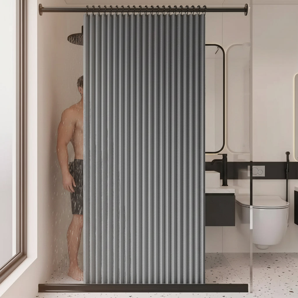 Shower Curtain | Folds Flat to Save Space | 10 Sizes | Ivory