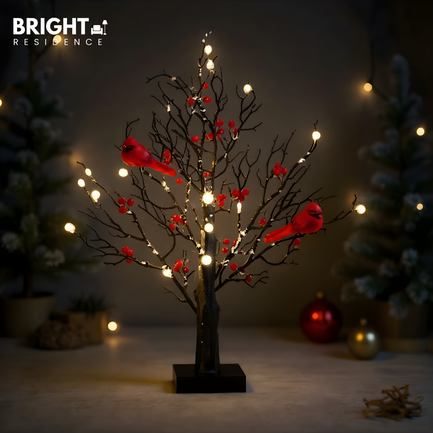 Christmas Tree | 21 Inch Tabletop Size | Warm LED Lights | Elder