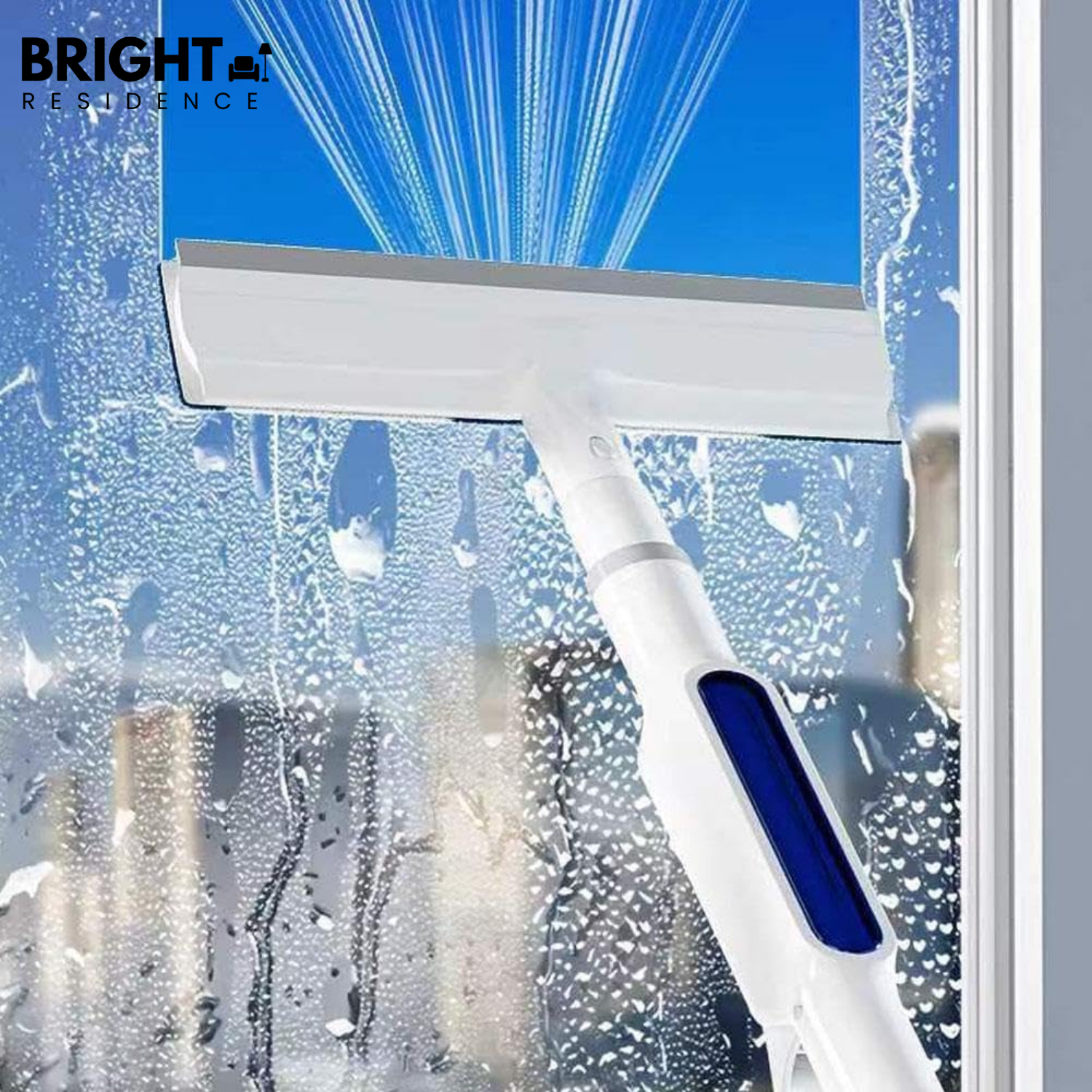 Window Squeegee | Reaches Up To 51 In | Built-In Sprayer | Crest