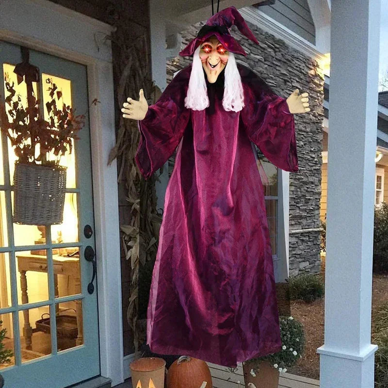Halloween Witch Prop | 71 in Life-Size | Glowing Eyes and Voice | Whistler