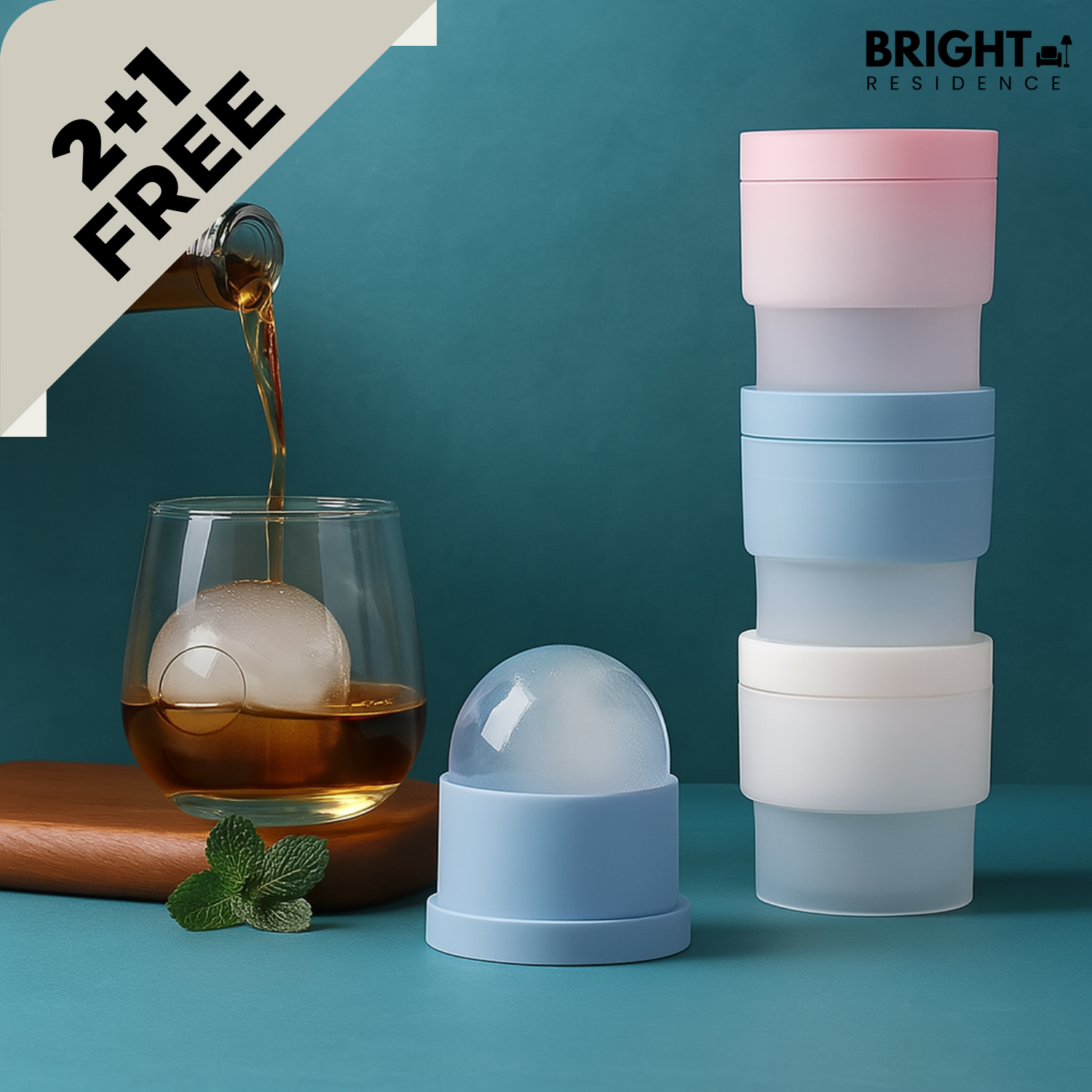 Ice Ball Maker | 2.4 in Round Ice | Stackable Molds | Bourne