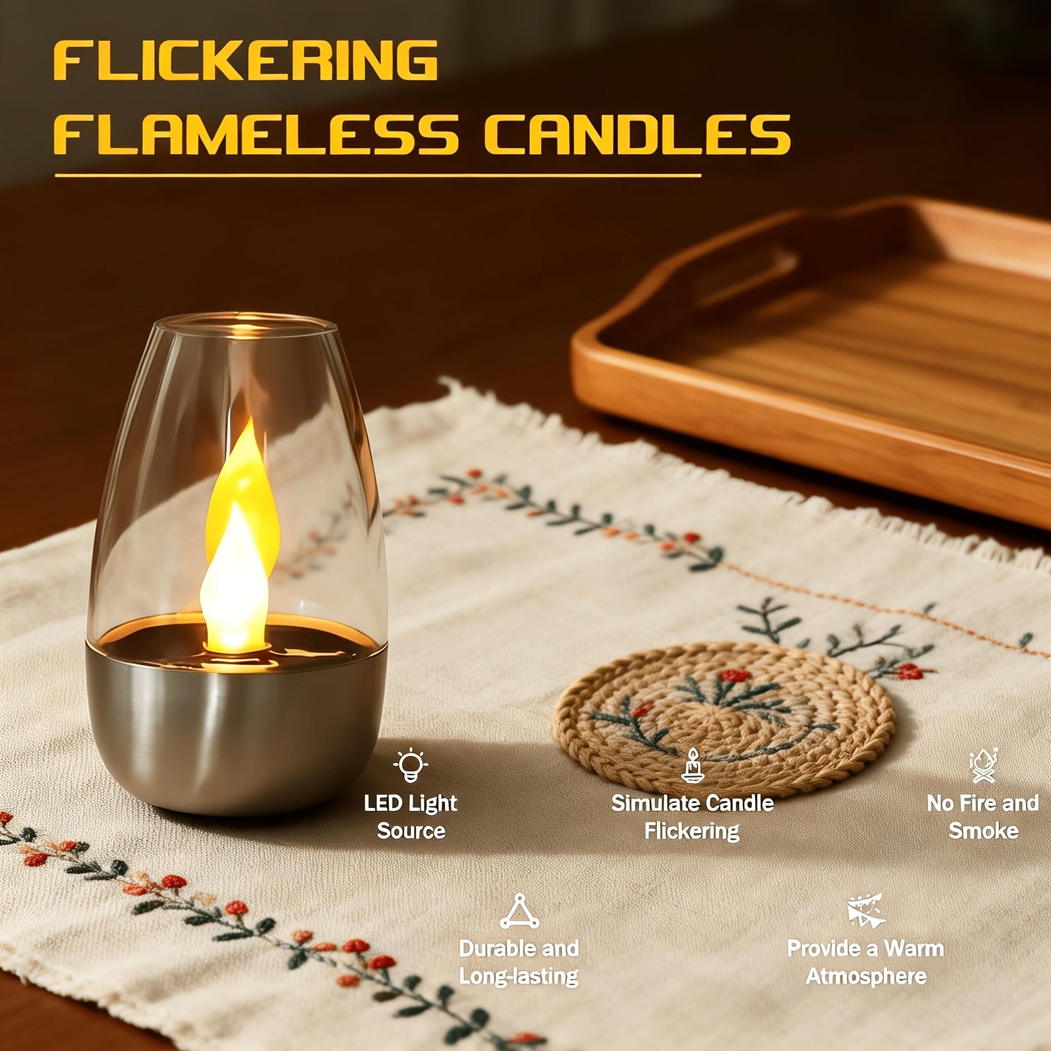 Solar Candle Light | Simulated Flame | IP44 Weatherproof | Hearth