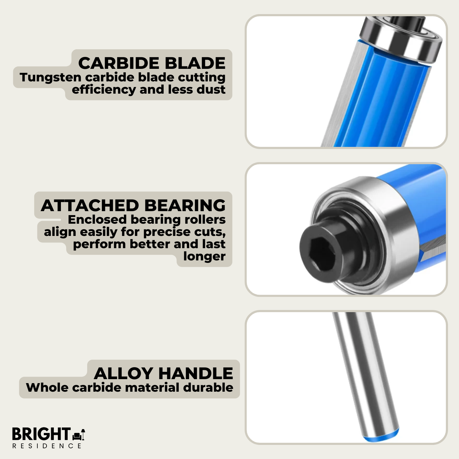 Router Bit Set | 4 Edge Profiles | Fits Standard Quarter Inch Collet | Dovetail