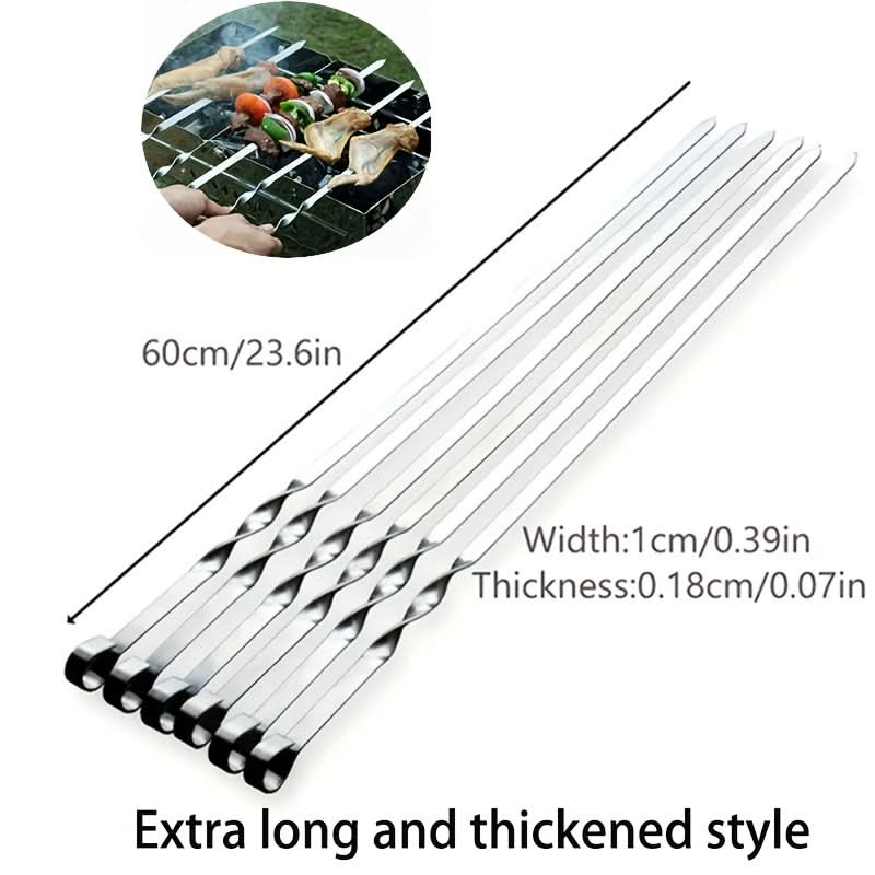 BBQ Skewers | 23.6 In Long Handles | Set of 6 Reusable | Mica