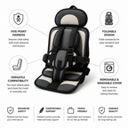 Five-Point Harness Foldable Child Travel Seat (Removable & Washable Cover)