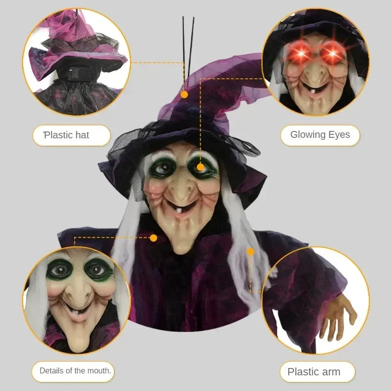 Halloween Witch Prop | 71 in Life-Size | Glowing Eyes and Voice | Whistler
