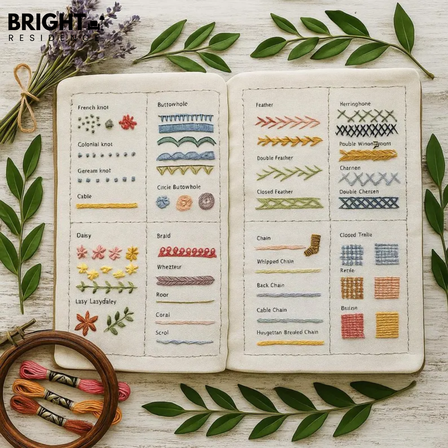 Embroidery Practice Book | 86 Stitches | Reusable Linen Pages | Fable