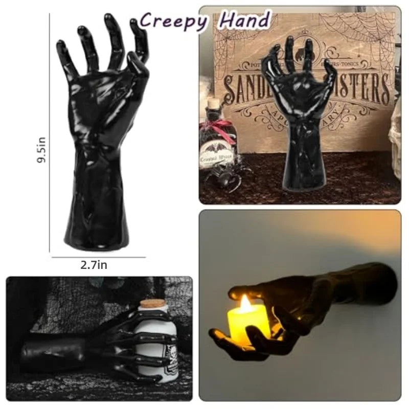 Halloween Wall Prop | Life Size Resin Hand | Screw or Tape Mount | Umber