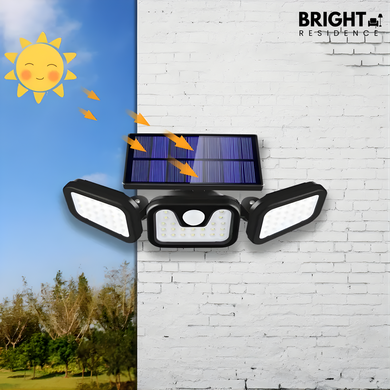 Solar Security Light | 3 Light Panels | Motion Sensor | Comet