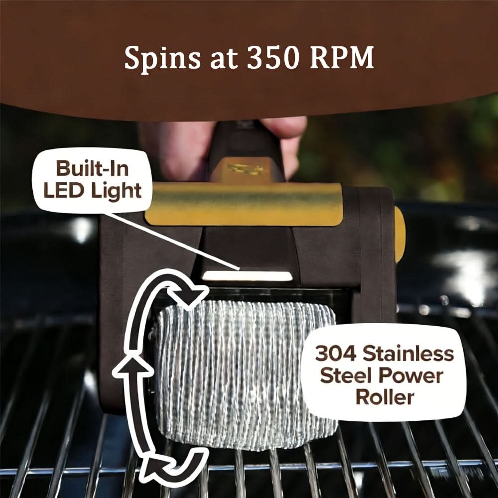 Grill Cleaning Brush | Stainless Steel Roller | USB Rechargeable | Granite