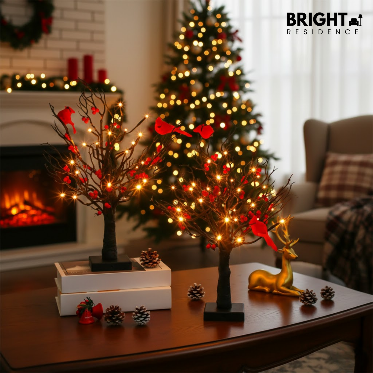 Christmas Tree | 21 Inch Tabletop Size | Warm LED Lights | Elder
