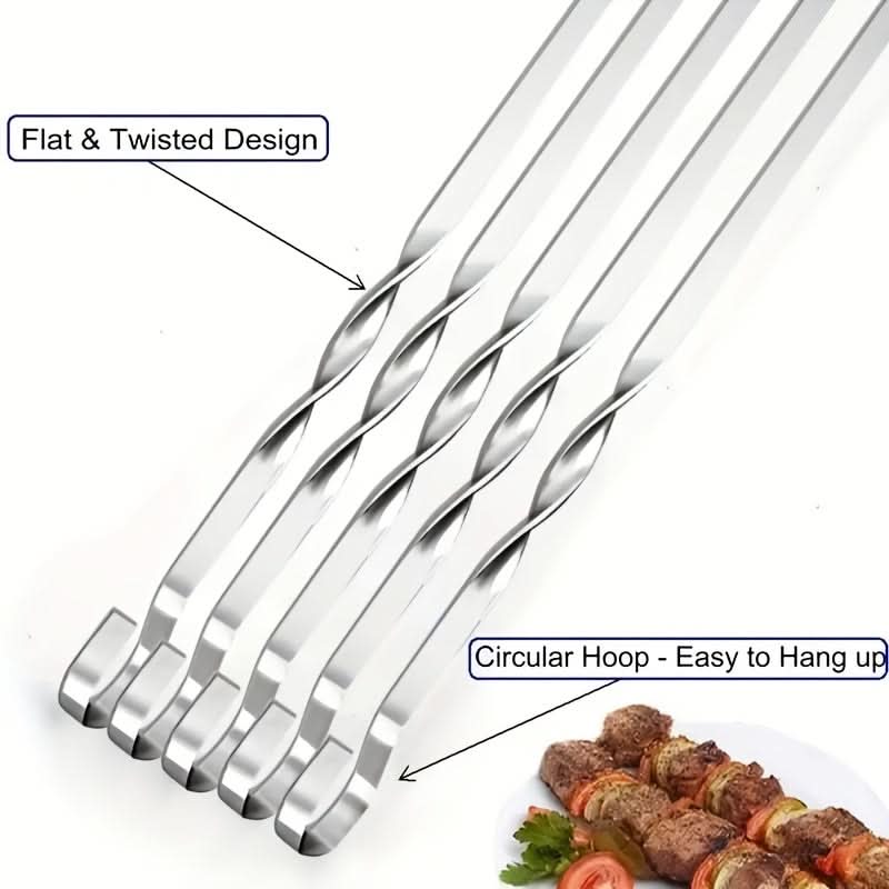 BBQ Skewers | 23.6 In Long Handles | Set of 6 Reusable | Mica