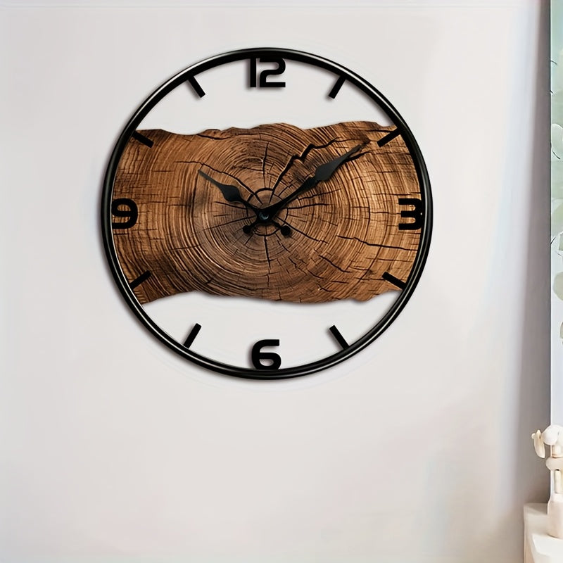 Wall Clock | Silent Non-Ticking | Carved Wooden Farmhouse Look | Pinion